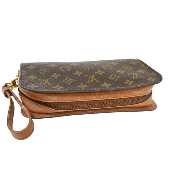 LOUIS VUITTON Orsay Clutch Hand Bag Monogram Leather Brown France - Picture 9 of 15